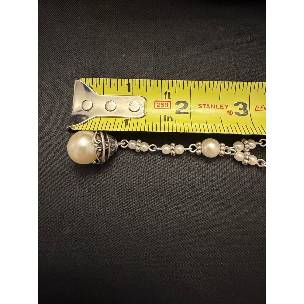 Glam Premier Designs Necklace Set in SilverTone with Pearls dangle earrings - Picture 8 of 9